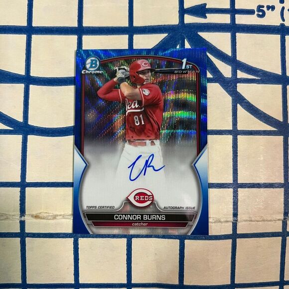 2023 Bowman Draft - Chrome Prospect Autographs Connor Burns #CDA-CB Blue Wave - Picture 3 of 8